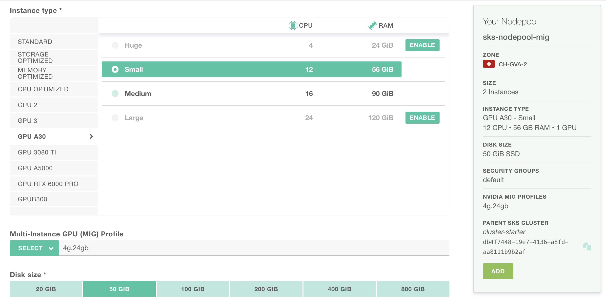 Selecting an NVIDIA MIG profile for an SKS GPU nodepool